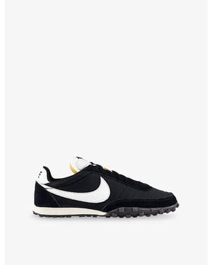 Nike Waffle Suede And Mesh Trainers - Black