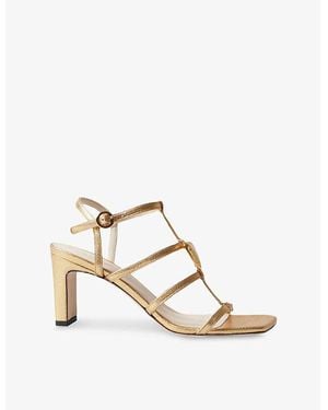 Claudie Pierlot Heart-Plaque Strappy Metallic Heeled Leather Sandals