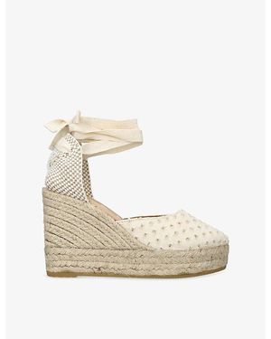Manebí Cut-Out Cotton-Canvas Wedge Espadrilles - White