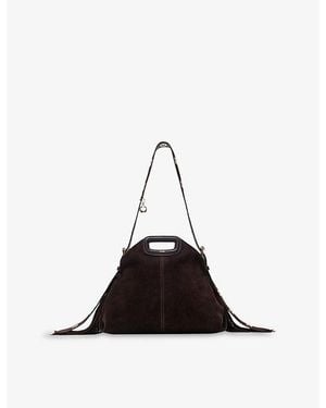 Maje Miss M Suede Shoulder Bag - Black