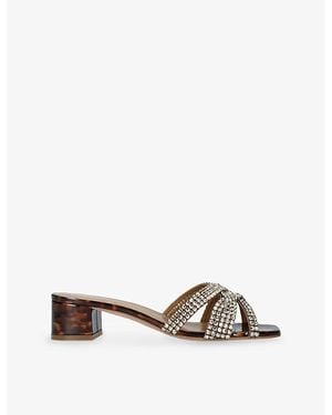 Gina Cornelia Embellished Leather Mules - Brown