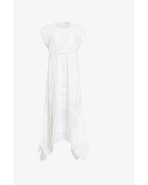 AllSaints Gianna Embroidered Cotton Midi Dress - White