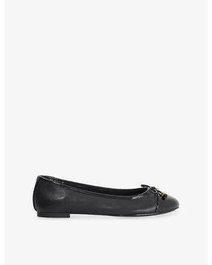 Dune Hallo Wide Fit Leather Ballet Flats - Black
