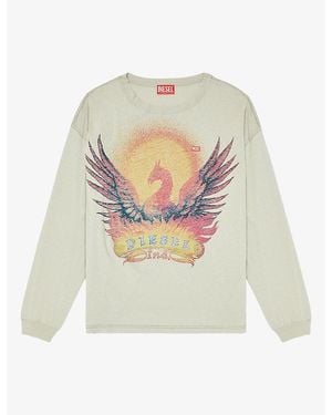 DIESEL Pheonix-Graphic Long-Sleeve Cotton T-Shirt - White