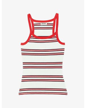 Zadig & Voltaire Albao Striped Cotton Tank Top - Red