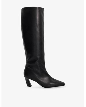Dune Selinni Leather Heeled Knee-High Boots - Black