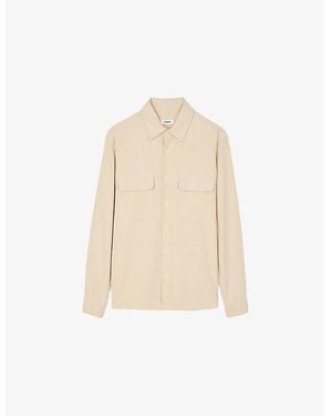 Sandro Flap-Pocket Flannel Cotton Shirt - Natural