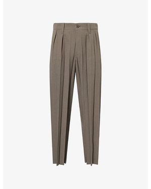 Homme Plissé Issey Miyake Edge Ensemble Pleated Woven Trousers - Grey