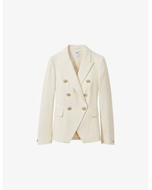 Reiss Tally Double-Breasted Tailored Wool-Blend Blazer - White