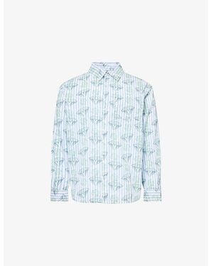 BBCICECREAM Glow Striped Relaxed-Fit Cotton Shirt - Blue