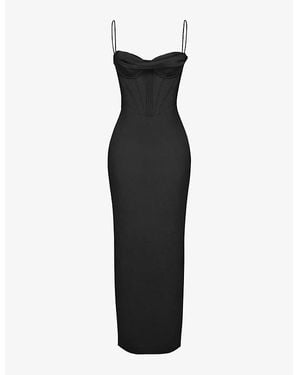 House Of Cb Charmaine Corset Satin Maxi Dress - Black