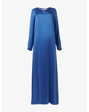 eem Front-Slit Silk Maxi Dress - Blue