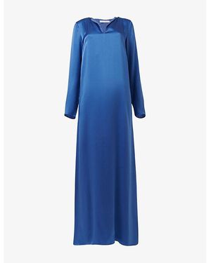 eem Front-Slit Silk Maxi Dress - Blue