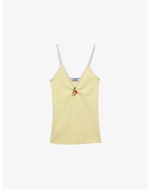 Prada Sleeveless Cotton Bouclé Top - Yellow