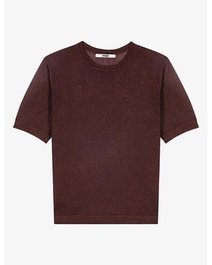 Maje Two-In-One Short-Sleeve Knitted Sweater - Brown
