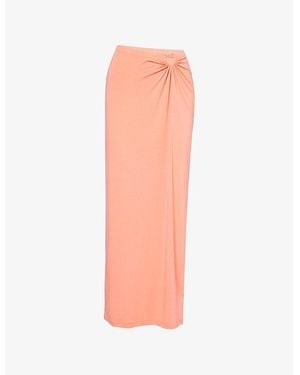 GOOD AMERICAN Ruched Mid-Waist Stretch-Woven Maxi Skirt - Pink