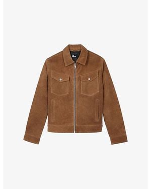 The Kooples Four-Pocket Zip-Up Suede Jacket - Brown