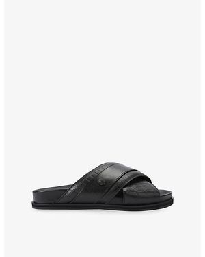 Kurt Geiger Baron Flat Leather Sandals - Black