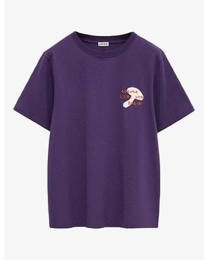 Loewe X Cosima Von Bonin Logo-Embroidery Cotton-Jersey T-Shirt - Purple