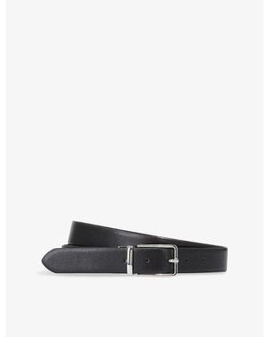 The Kooples Logo-Engraved Buckle Leather Belt - Black