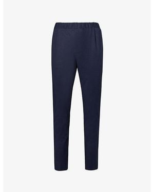 PAIGE Snider Elasticated Waistband Tapered Leg Stretch Trousers - Blue