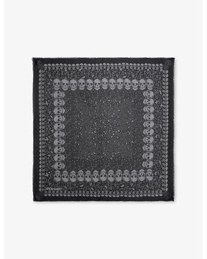 Zadig & Voltaire Zadig & Voltaire X Kerry Skull And Floral Graphic-Print Modal Scarf - Grey