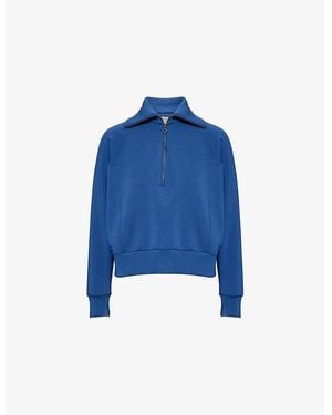 Spanx Air Essentials High-Neck Stretch-Woven Sweatshirt - Blue