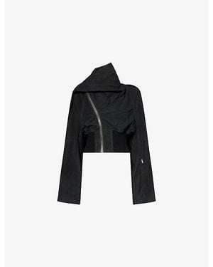 Rick Owens Scarf Flight Suede Bomber Jacket - Black