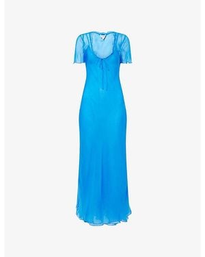 Rat & Boa Anessa Drawstring Cupro Midi Dress - Blue