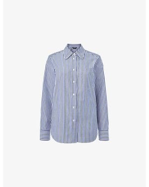 Whistles Striped Relaxed-Fit Cotton Shirt - Blue