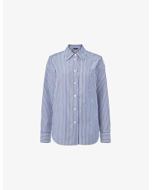 Whistles Striped Relaxed-Fit Cotton Shirt - Blue