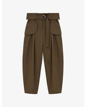 Loewe Barrel Pleat Cotton-Silk Cargo Pants - Green