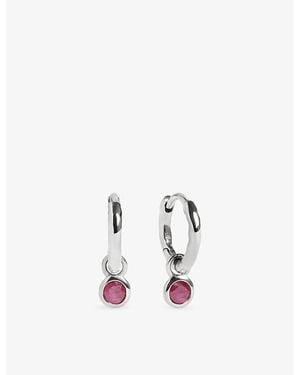 Monica Vinader July Birthstone Sterling- And Ruby Huggie Earrings - Metallic