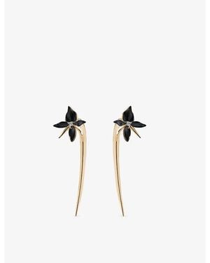 Shaun Leane Orchid Flower 18Ct- Vermeil And Diamond Hook Earrings - Multicolour