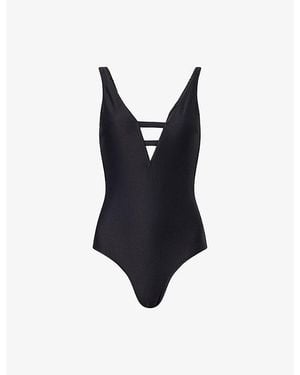 Heidi Klein Textured V-Neck Swimsuit - Blue