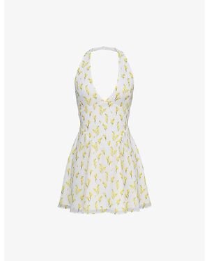 House Of Cb Iris Halter Neck Georgette Woven Mini Dress Xs (A-C Cup) - White
