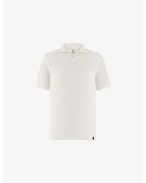 BOGGI Open-Collar Regular-Fit Stretch-Linen Polo Shirt - White