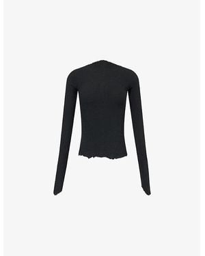 Marc Le Bihan Textured High-Neck Stretch-Woven Top - Black