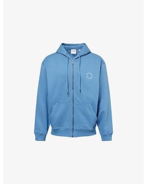 Daily Paper Orbit Brand-Embroidery Cotton-Jersey Hoodie - Blue