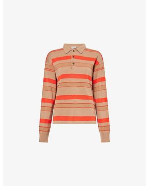 JW Anderson Striped Rugby-Collar Knitted Polo Top - Red