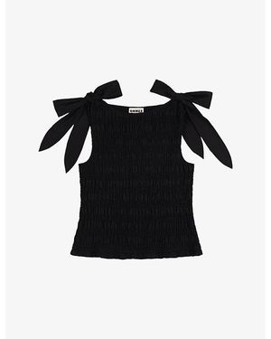 OMNES Mathilde Tie-Strap Cotton Top - Black
