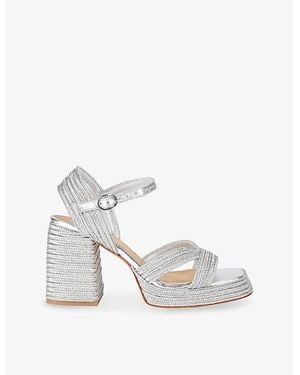 Castañer Valeria Rafia Woven Sandals in White | Lyst
