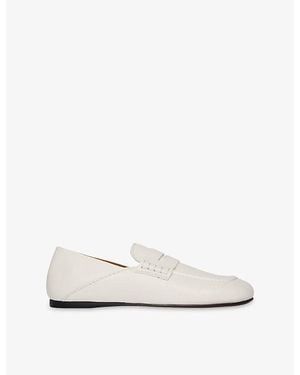 Sandro Round-Toe Leather Loafers - White