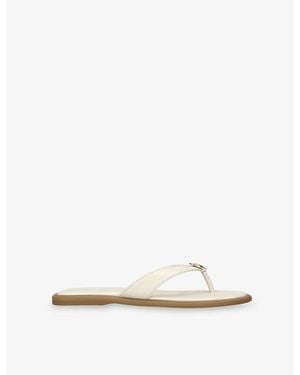 Dolce Vita Jaina 102 Leather Flat Sandals - Natural