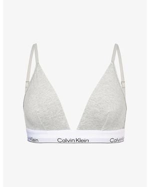 Calvin Klein Icon Unlined Cotton-Modal Jersey Triangle Bralette - White