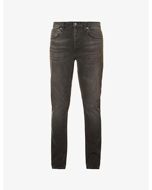Nudie Jeans Lean Dean Slim-Fit Mid-Rise Stretch-Denim Tapered Jeans - Grey
