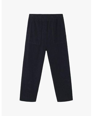 The White Company The Company Elasticated-Waist Tapered-Leg Mid-Rise Organic-Cotton Corduroy Trousers - Blue