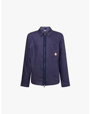 Moncler Genius Moncler X Gilga Farm By Donald Glover Logo-Patch Linen-Blend Shirt - Blue