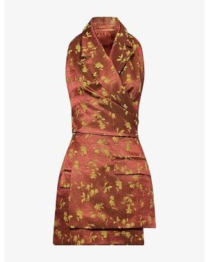 Dries Van Noten Geline Floral Wrap Woven Top - Brown
