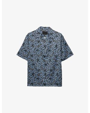 Prada Printed Cotton Bowling Shirt - Blue
